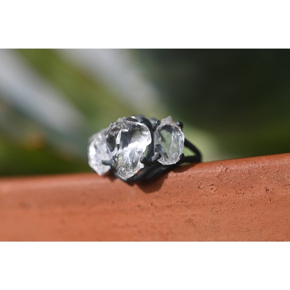 Raw Diamond Engagement Ring Rough Natural and Uncut Wedding Band Raw Gem… - Picture 1 of 3